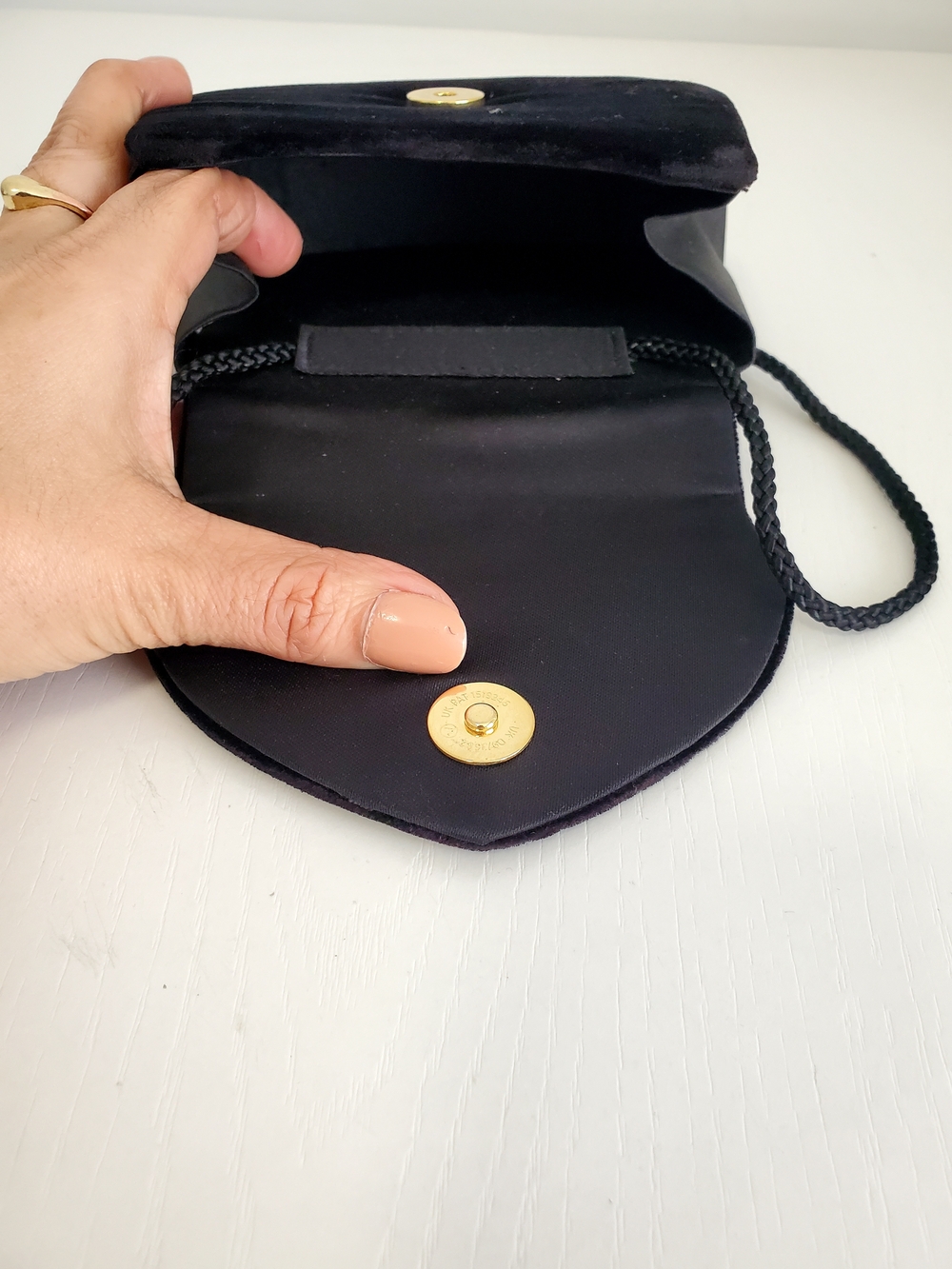 Black Velvet Mini Crossbody Bag with Braided Strap - Picture 5 of 5